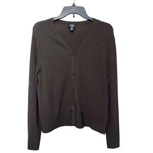 Eileen Fisher Brown V-Neck‎ Button-Front Cardigan Sweater Size XS